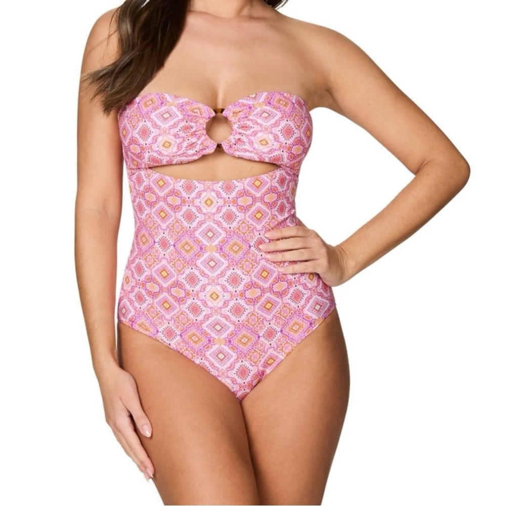 NWOT NipTuck Swim White/Pink Ezra Greta One Piece Swimsuit Sz 6